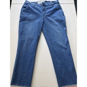 Frank & Eileen Wicklow Womens 10 Cropped Ankle Jeans Stretch Raw Hem Denim